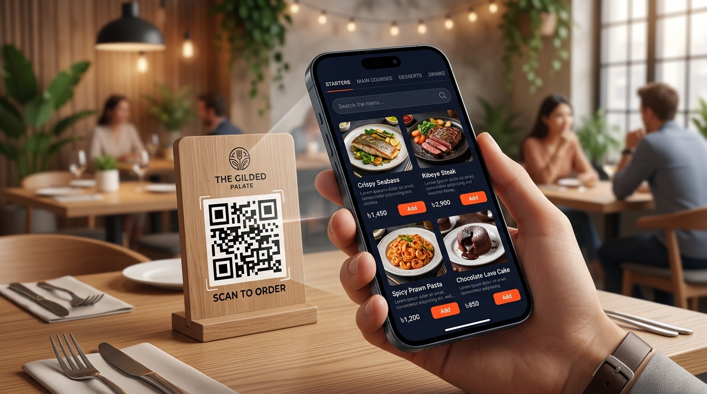 Guest scanning a table QR code to order